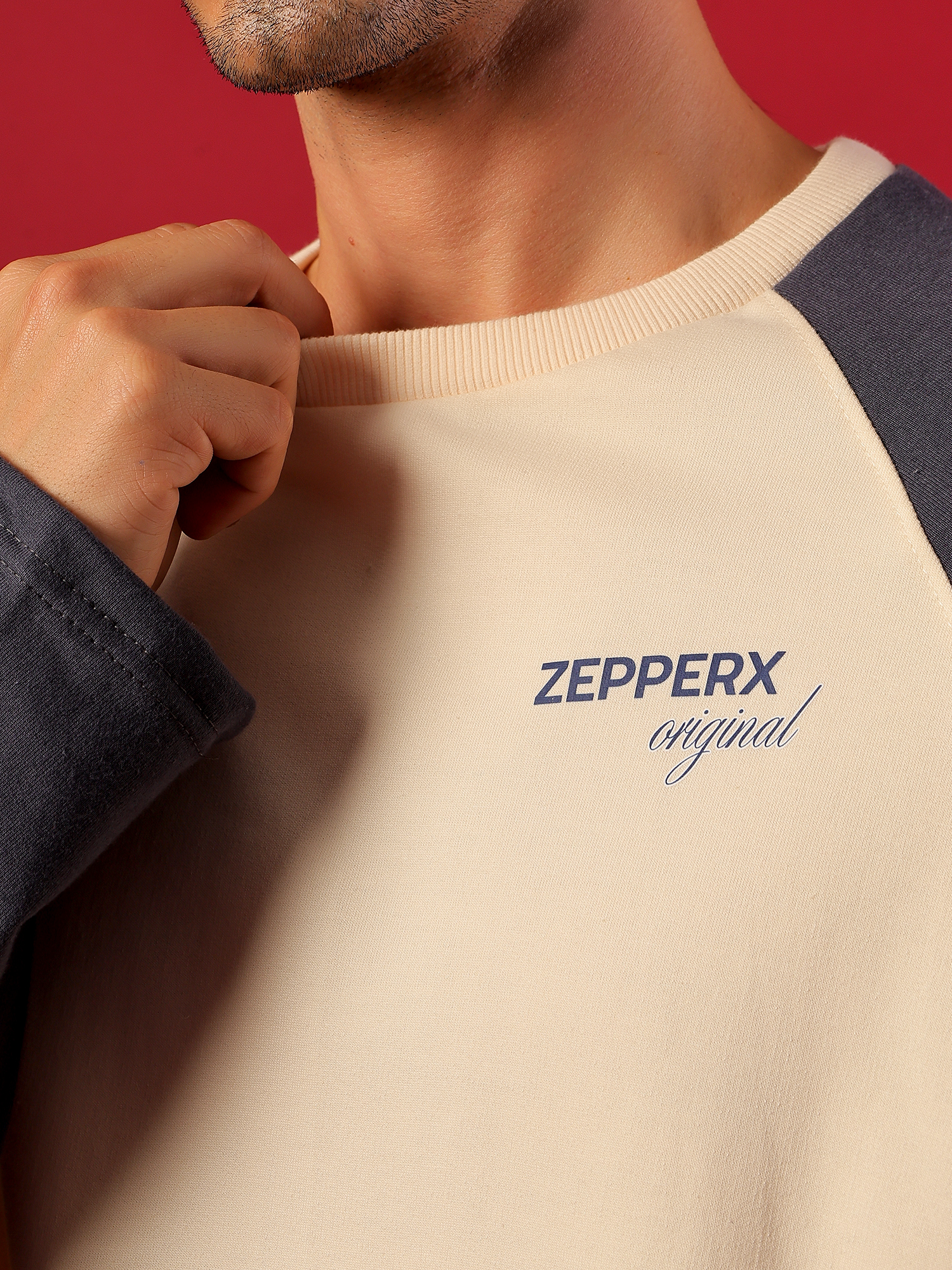 ZEPPERX Raglan Full Sleeves Boxy Fit T-Shirt  018 - Image 4