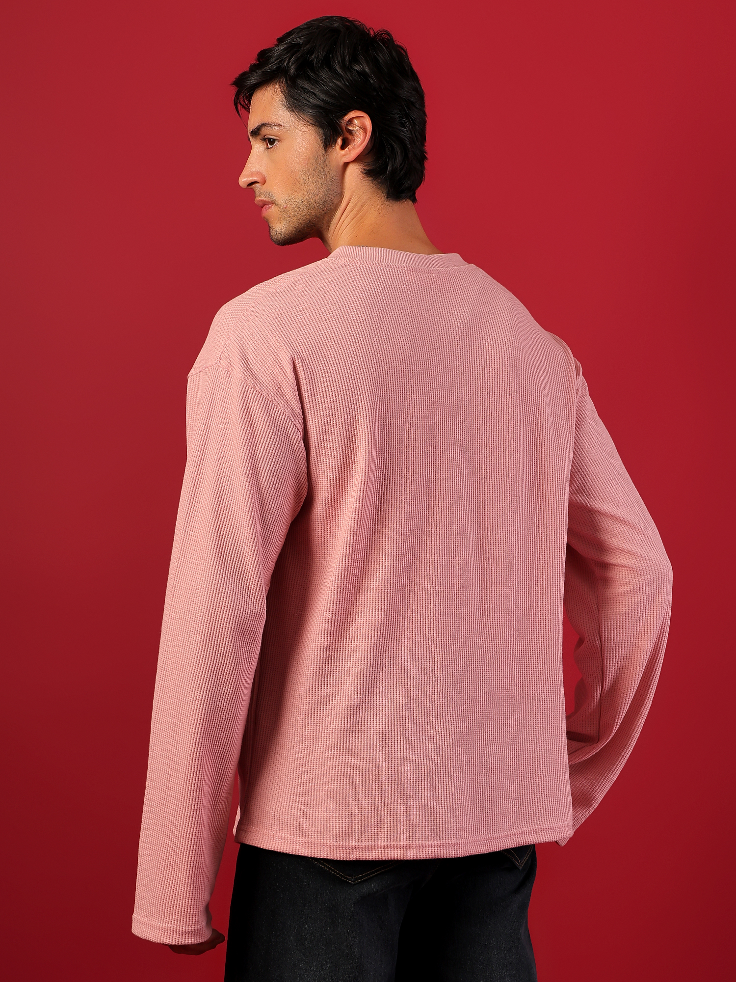 ZEPPERX Waffle-Knit Split-Neck Top 019 - Image 7
