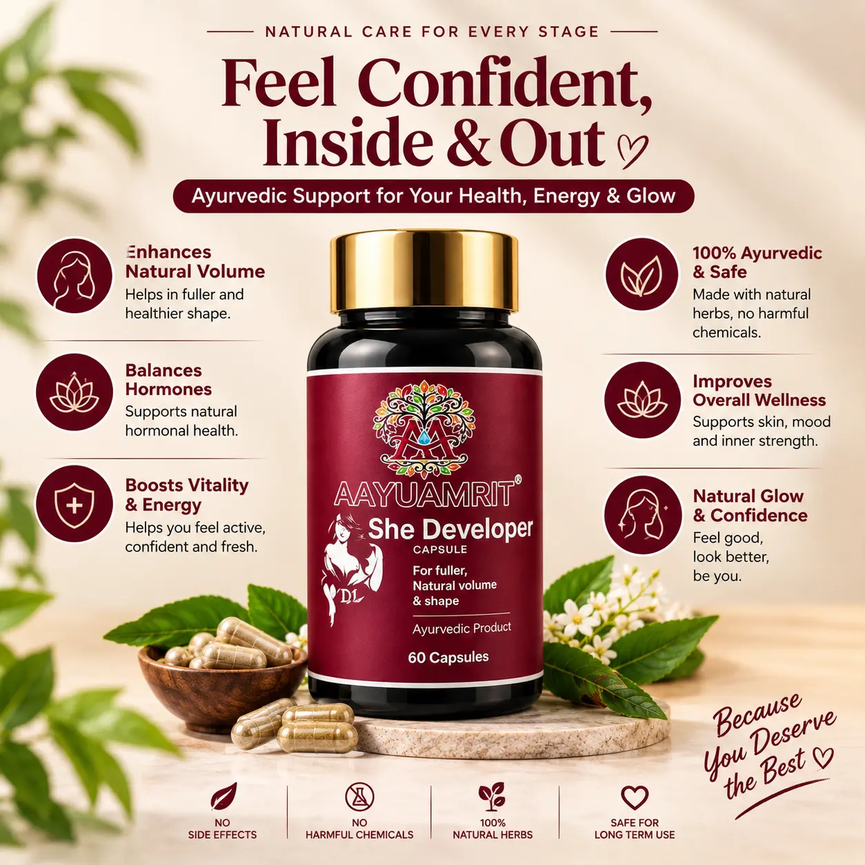 Aayuamrit She Developer Capsules – 60 Capsules | Ayurvedic Product for Fuller, Natural Volume & Shape - Image 2