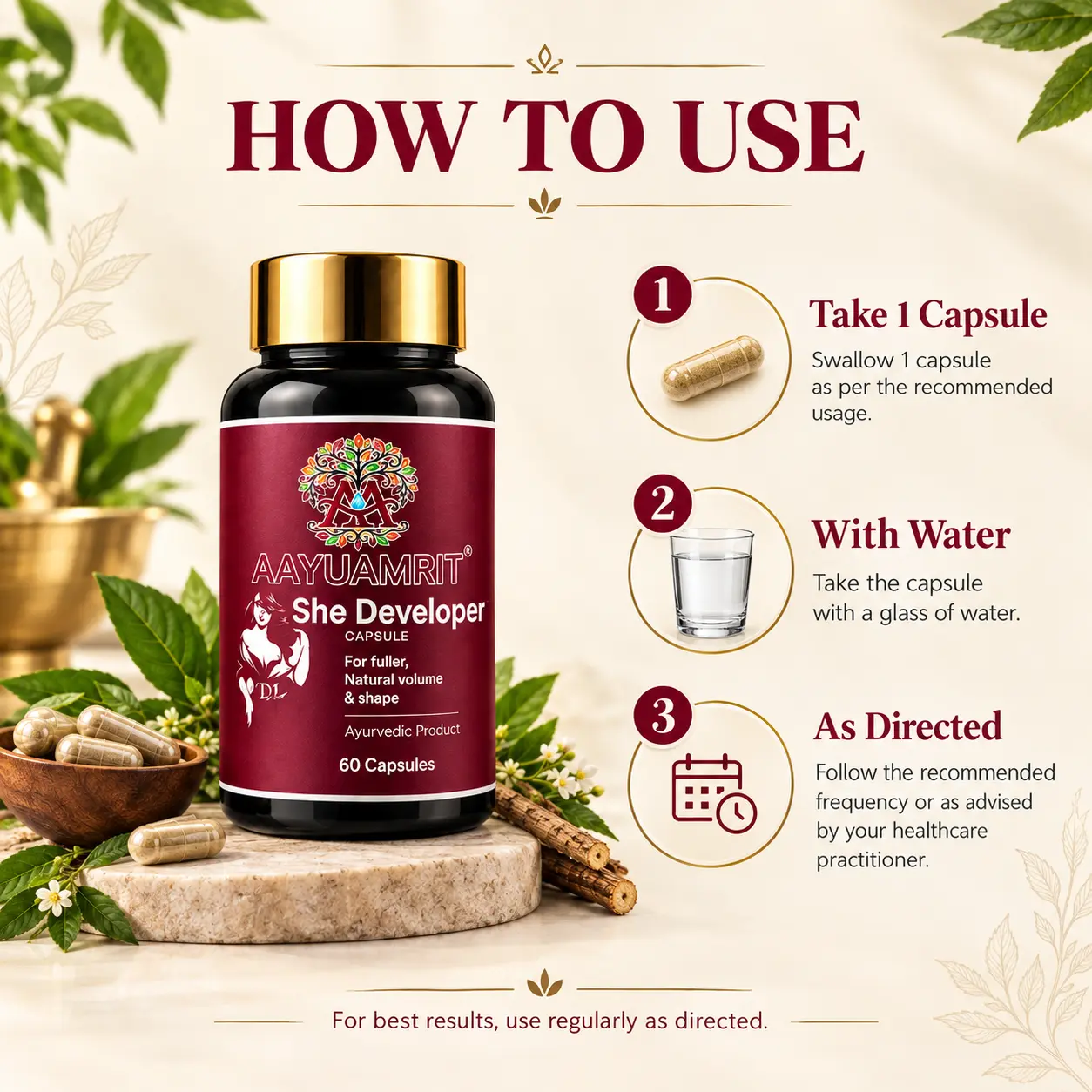 Aayuamrit She Developer Capsules – 60 Capsules | Ayurvedic Product for Fuller, Natural Volume & Shape - Image 3