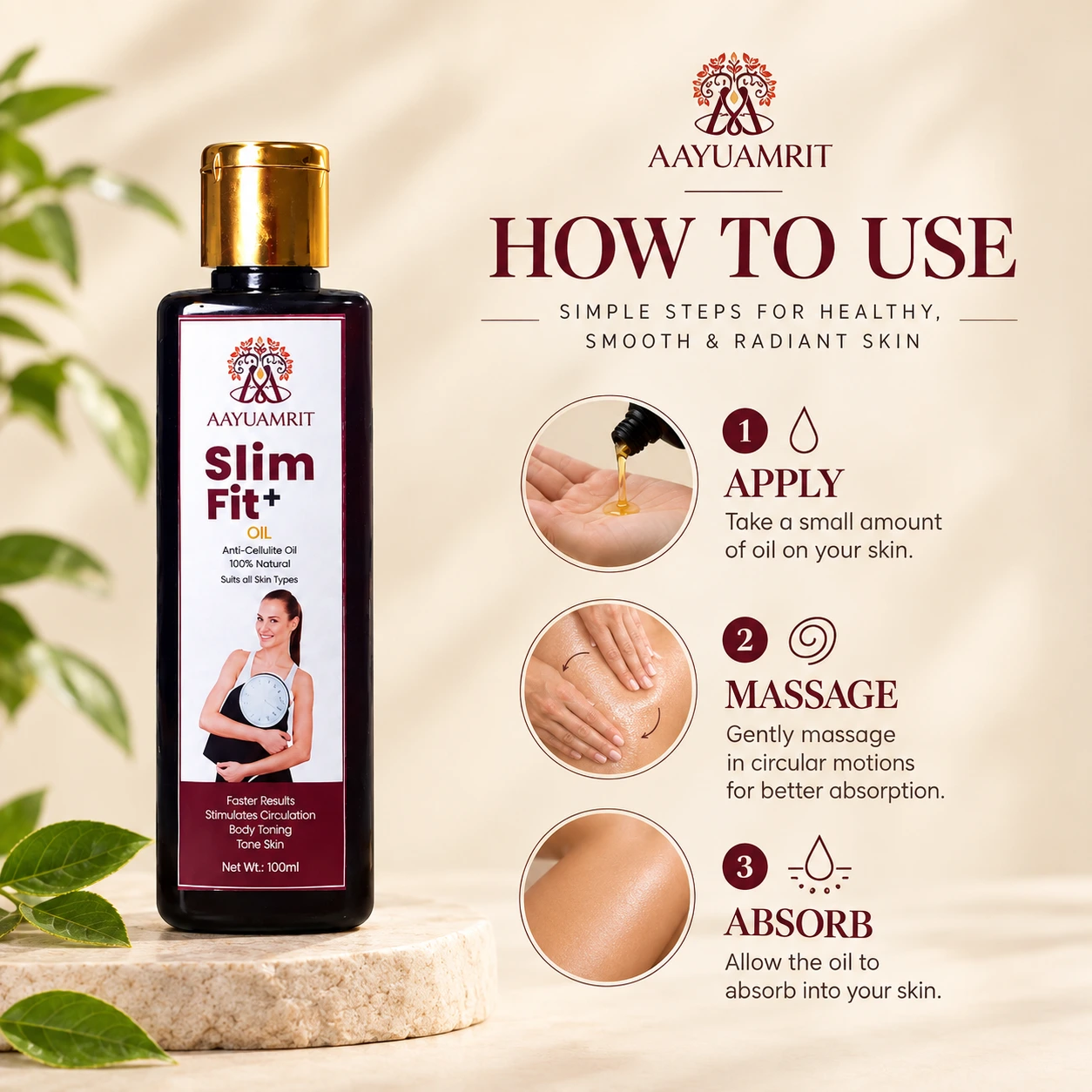 AAYUAMRIT Women’s Massage Oil – 100 ml - Image 3