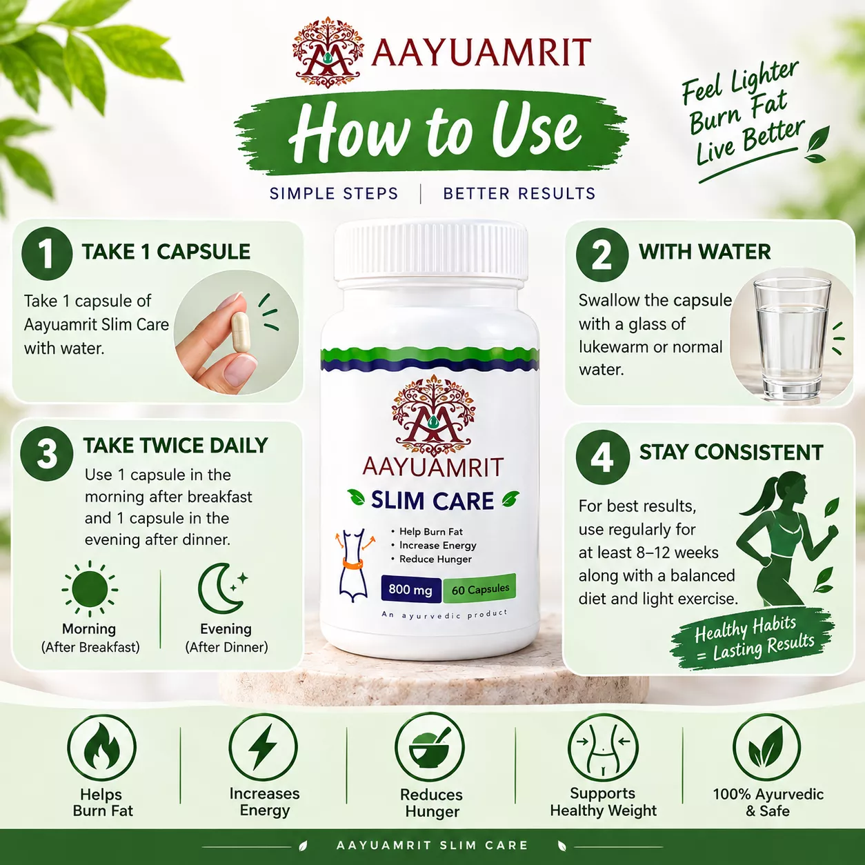 Aayuamrit Slim Care – Ayurvedic Weight Management Capsules - Image 3