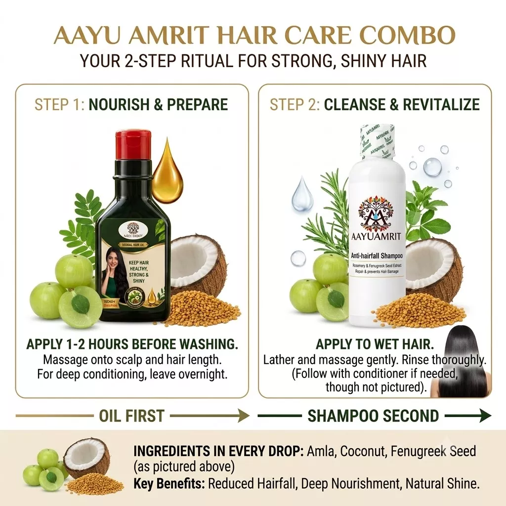 AAYUAMRIT Hair Care Combo Pack| Anti-Hairfall Shampoo & Herbal Hair Oil - Image 3