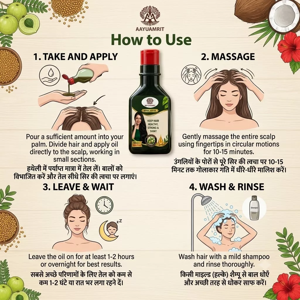 AAYUAMRIT Herbal Hair Oil | Ayurvedic Hair Oil with Natural Herbs - Image 3