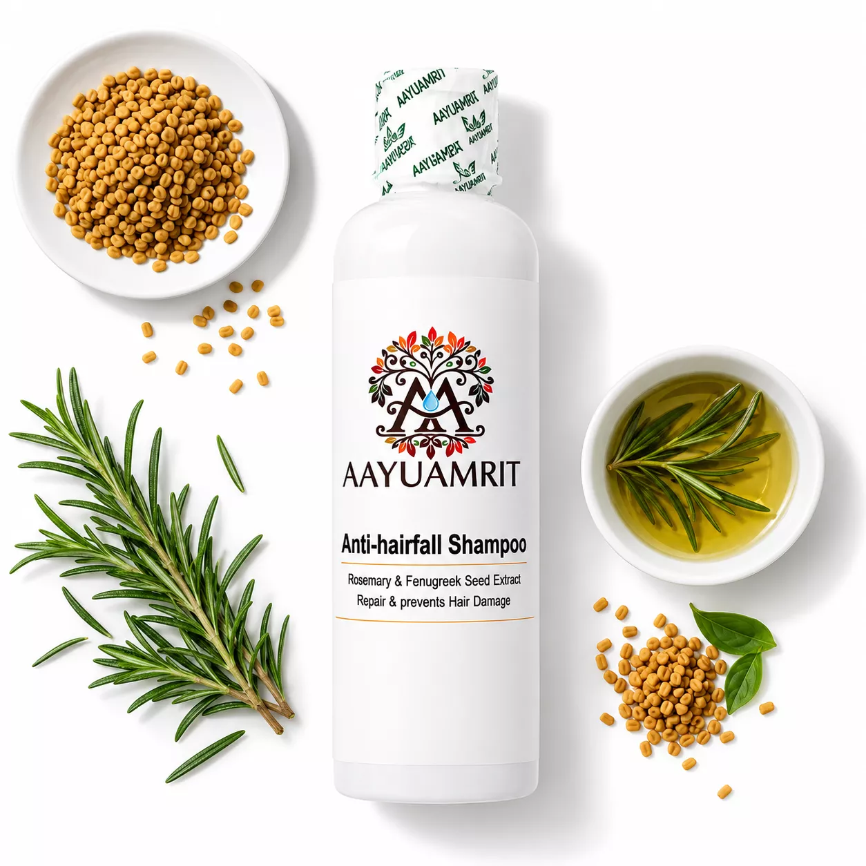 AAYUAMRIT Anti-Hairfall Shampoo with Rosemary & Fenugreek Seed Extract | Hair Damage Care Shampoo - Image 1