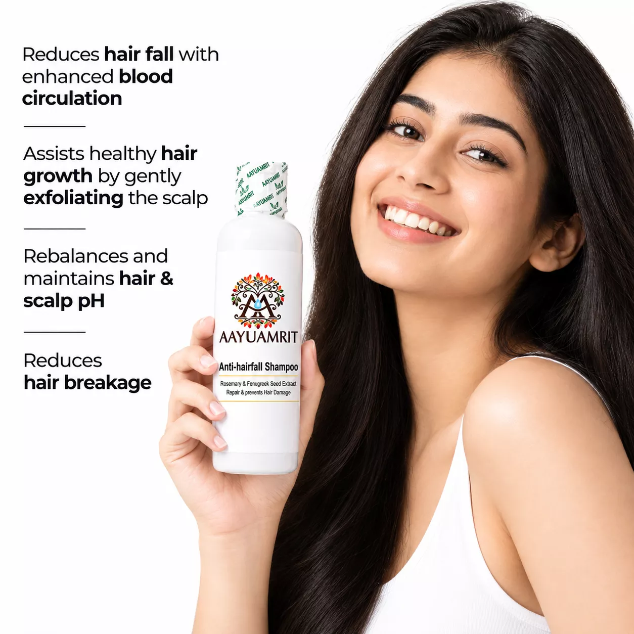 AAYUAMRIT Anti-Hairfall Shampoo with Rosemary & Fenugreek Seed Extract | Hair Damage Care Shampoo - Image 3